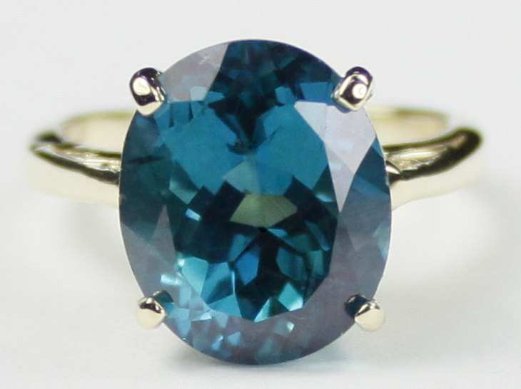 R055, 12x10mm Paraiba Topaz, 10Ky Gold Ring - Fine Jewelry