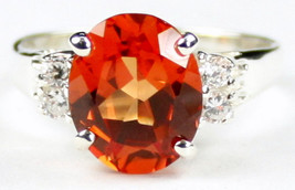 SR123, Created Padparadsha Sapphire, 925 Sterling Silver Ring - $64.79