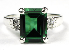 SR221, Created Emerald Spinel, 925 Sterling Silver Ring - $95.24
