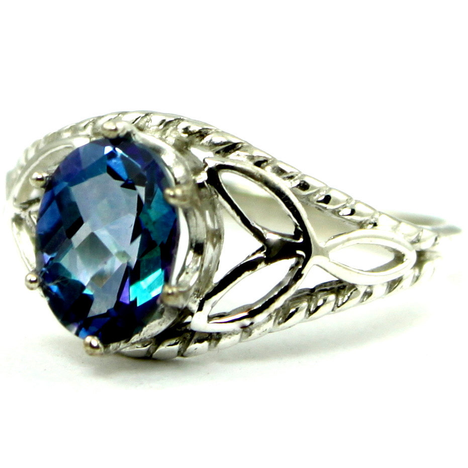 SR137, Neptune Garden Topaz, 925 Sterling Silver Ring Genuine Gemstone