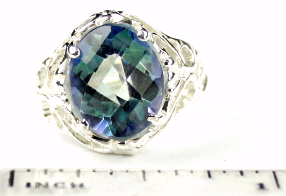 SR114, 14x10mm Neptune Garden Topaz, 925 Sterling Silver Ring Fine