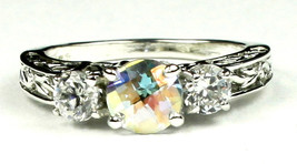 SR254, Mercury Mist Topaz w/ CZ Accents, 925 Sterling Silver Engagement Ring - $50.52