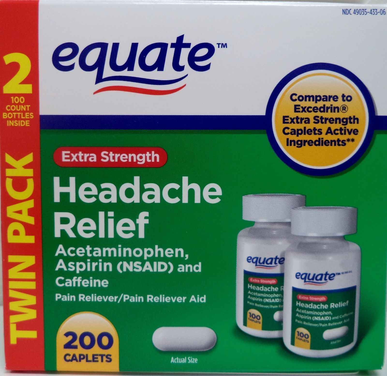 Generic Excedrin ExtraStrength Headache Relief (2 x 100 CAPLETS)