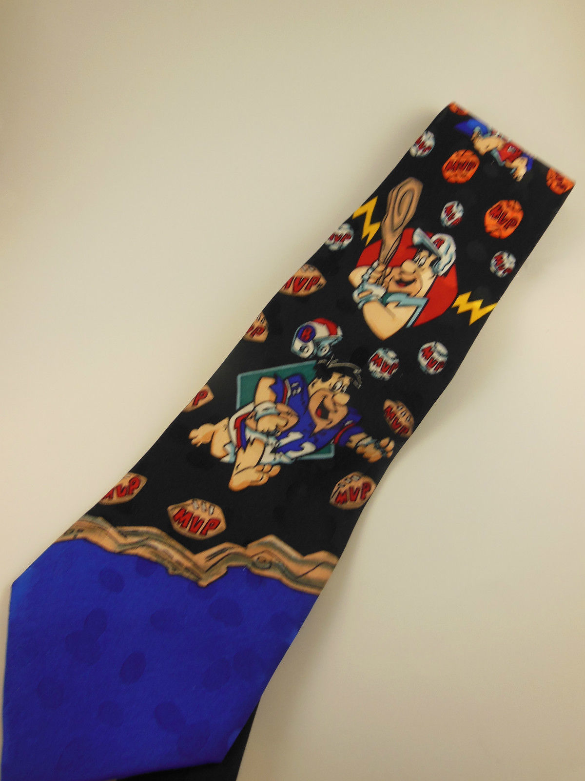 Fred Flintstone Tie Sports Football Basketball Baseball 100% Silk Hanna ...