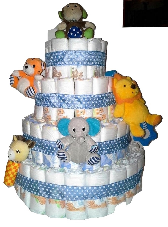 jungle zoo animals themed baby shower 4 tier diaper cake table