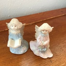 Estate Lot of 2 Russ Small Blue &amp; Pink Porcelain Angel Figurines  - 2.75... - $10.39
