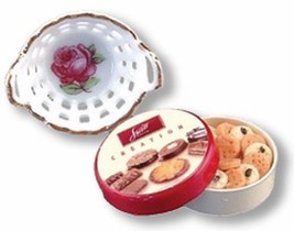 DOLLHOUSE Small Filled Cookie Tin Set 1.426/8 Reutter Bowl Food Miniature - $15.04