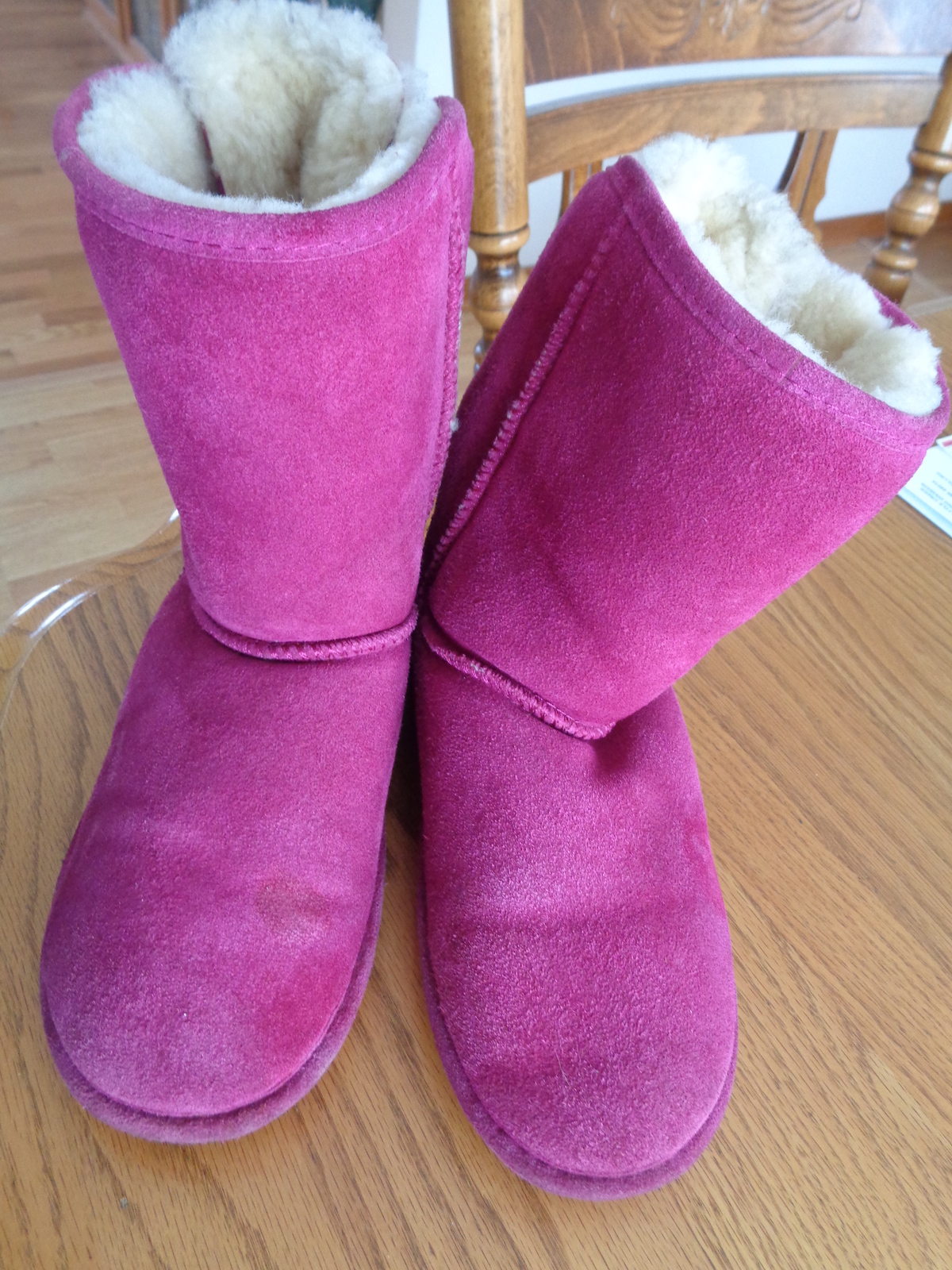Bearpaw Womens Winter Boots Elizabeth Pom Berry Pink Lace Up M-1420W Size 8 - Pink