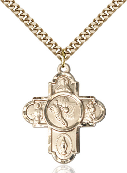 Men's Bliss Large Gold Filled 5-way / Basketball Cross Pendant Necklace ...