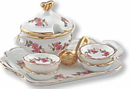 Soup Set Reutter 1.647/8 Lisa 8-pc Pink Roses Dinner Dollhouse Miniature - $27.50