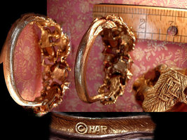 Vintage SIGNED Har Bracelet Big Baroque pearls and rhinestones clamper