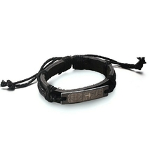 Faux leather scripture cross bracelet thumb200