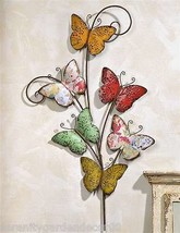 Butterfly Wall Plaque 36" High Iron Multiple Butterflies On Stem Garden Home  image 2