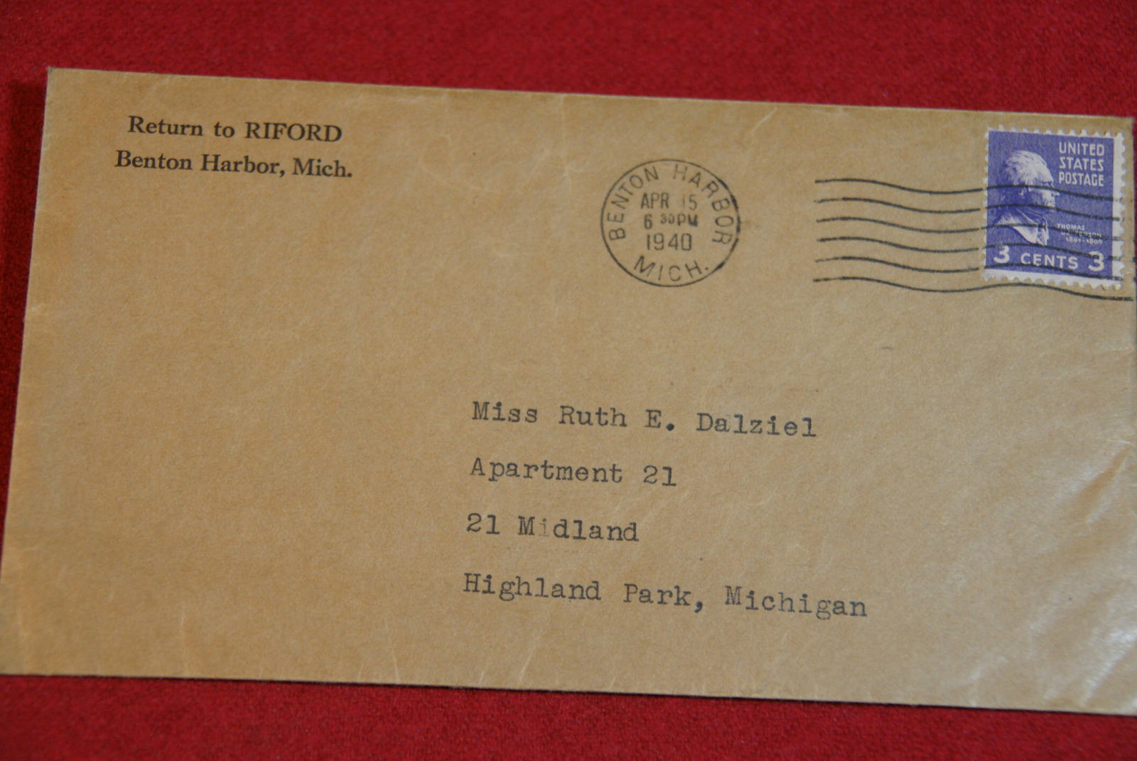 1940 Addressed and Stamped Envelope - 1901-Now: Used