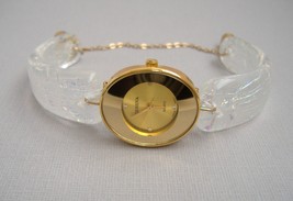 Gold Oval Face Watch Unique Handcrafted Crystal Dichroic Fused Glass Wri... - £226.51 GBP