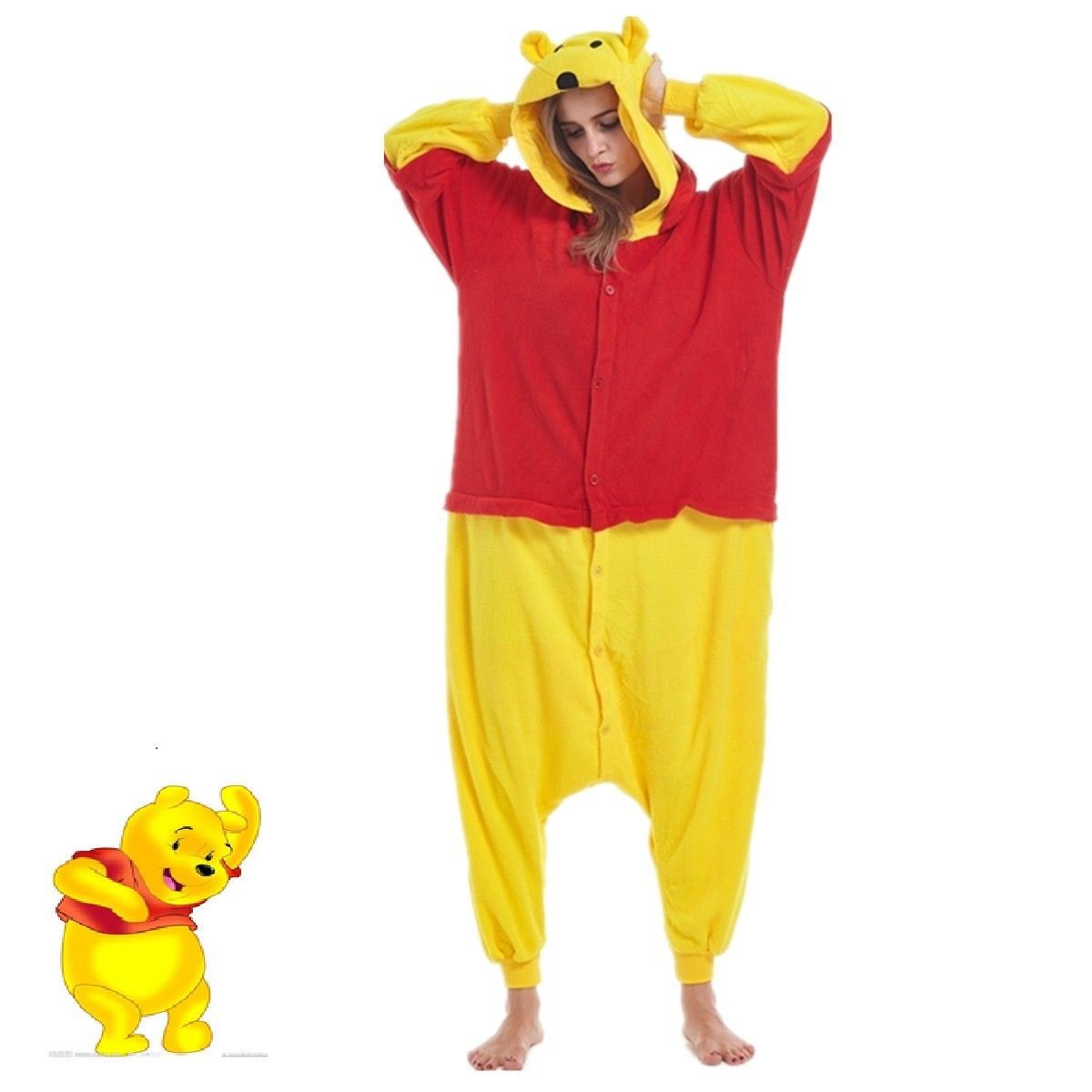 Funny Winne Pooh Animal Cosplay Costume Unisex Adult Halloween Kigurumi Pajamas