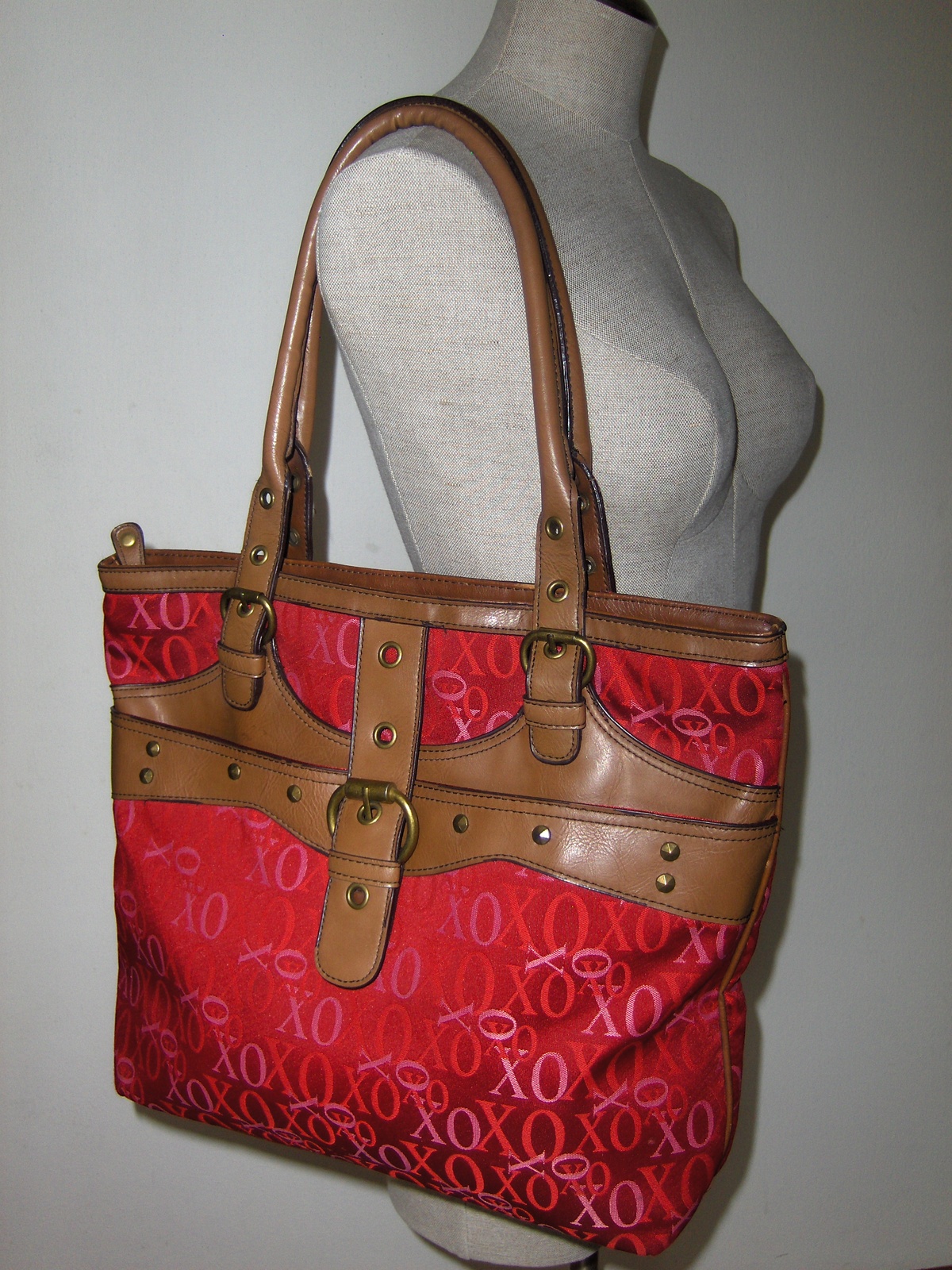 XOXO Signature Logo Red Satchel Tote Handbag Shopper Purse - Handbags ...