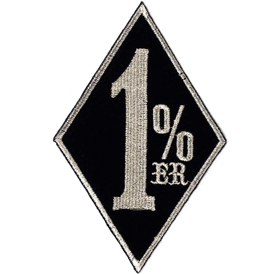 1 ONE Percenter Patch Silver Motorcycle Biker Embroidered Iron On