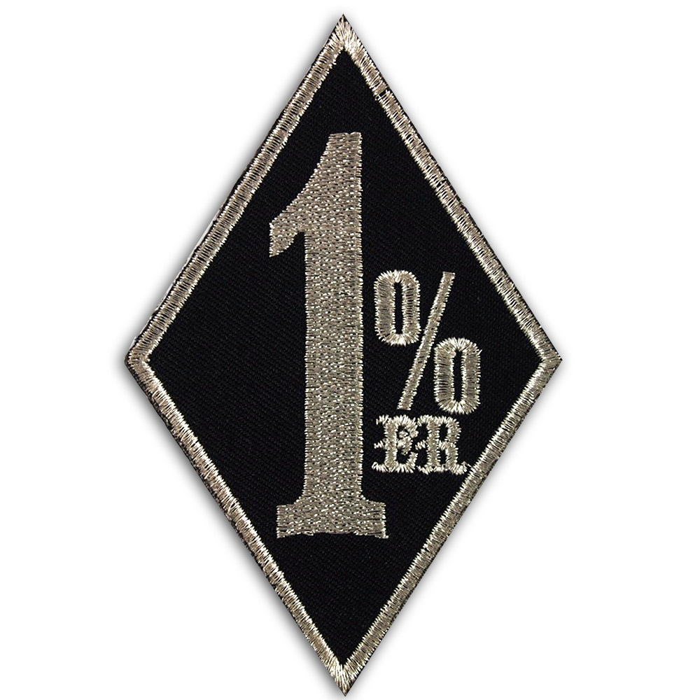 1% ONE Percenter Patch Silver Motorcycle Biker Embroidered Iron On ...