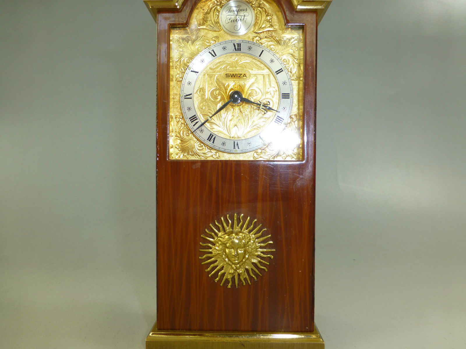 Vintage Swiza Miniature Tempus Fugit Grandfather Clock Reuge Music Box