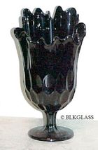 Fenton Ebony Black Glass Footed Thumbprint Handkerchief Vase  #1, Cliff Crags - $36.59