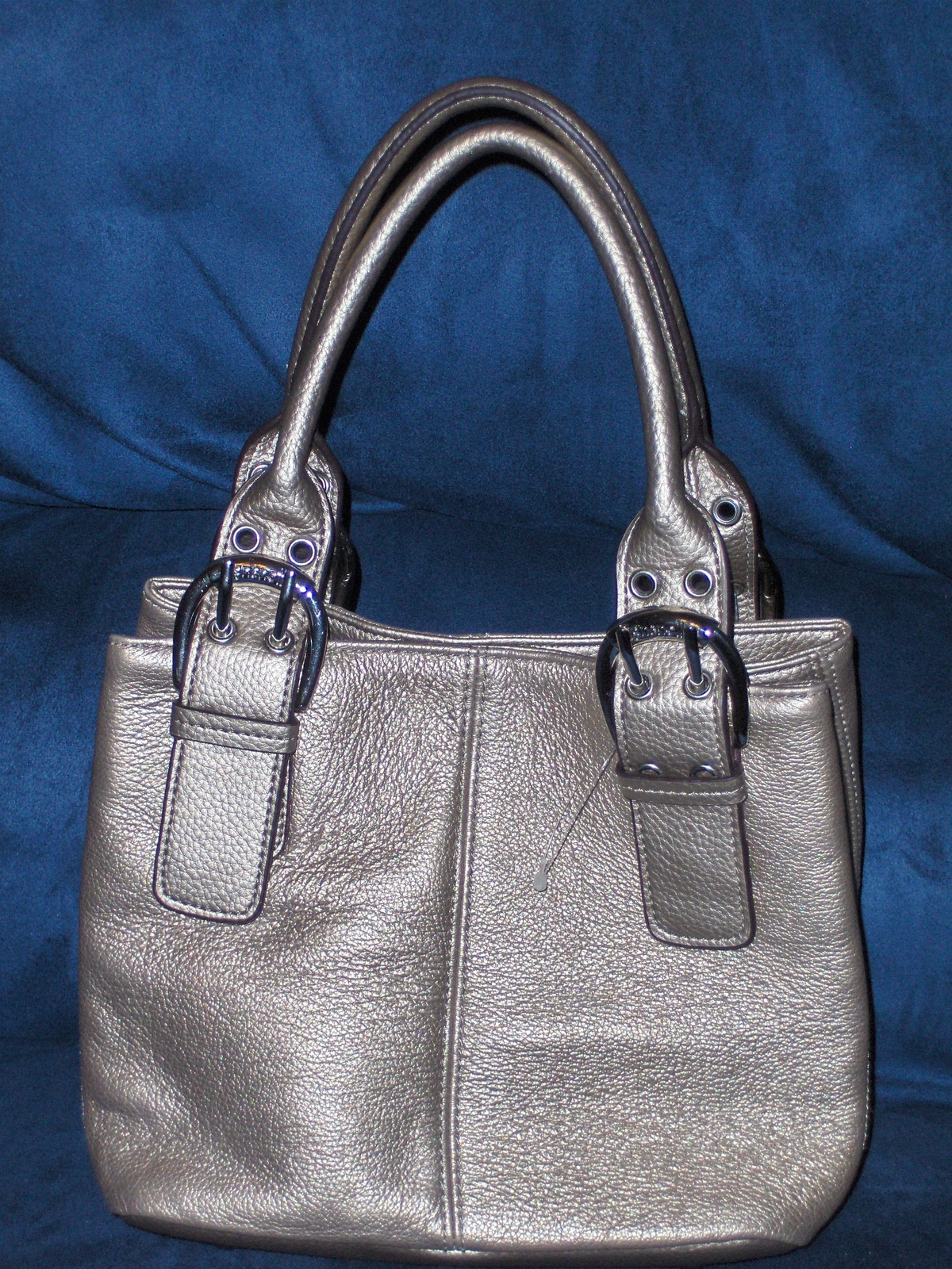 Tignanello Satchel Gold Pebble Grain Leather Handbag Purse Tote Bag ...