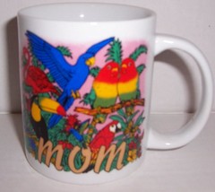 &quot;Mom&quot; Exotic Birds Collectible Colorful Ceramic Mug - $26.23