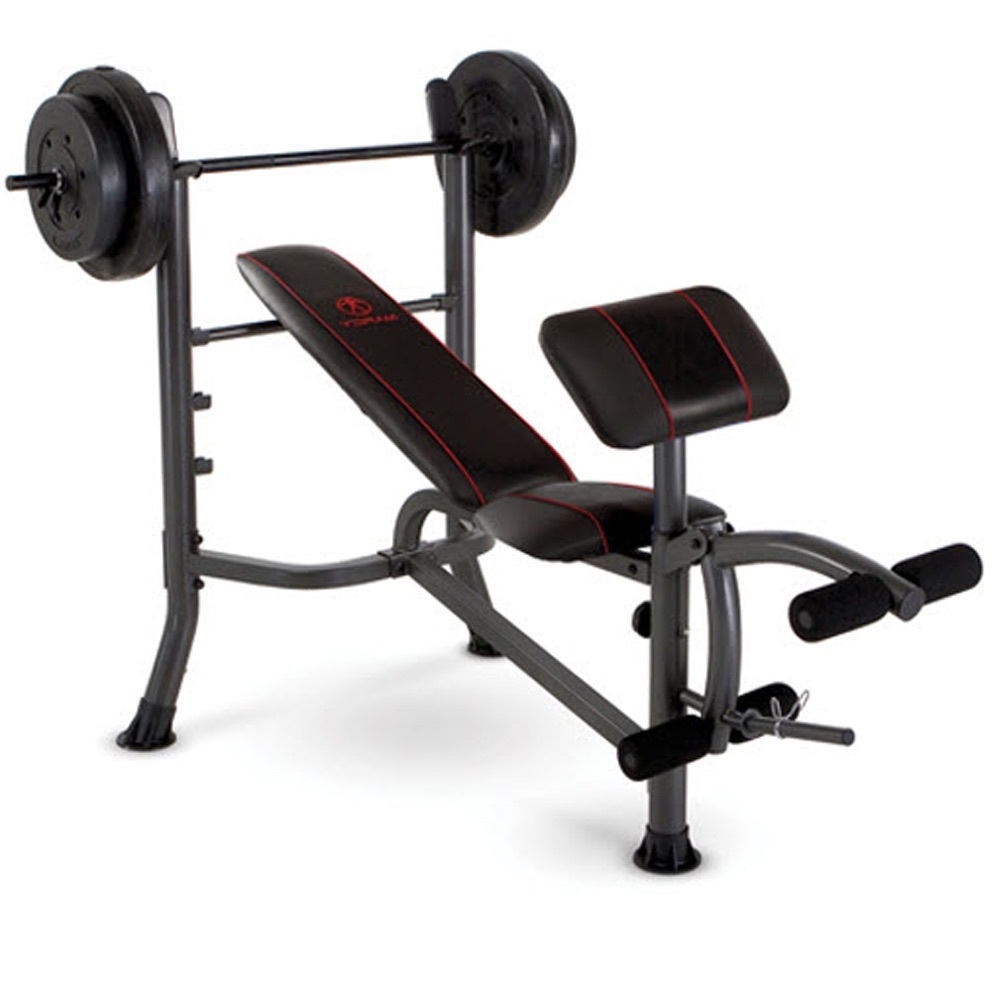 Weight Bench Press With 80lbs Plates Home Gym Workout Equipment ...