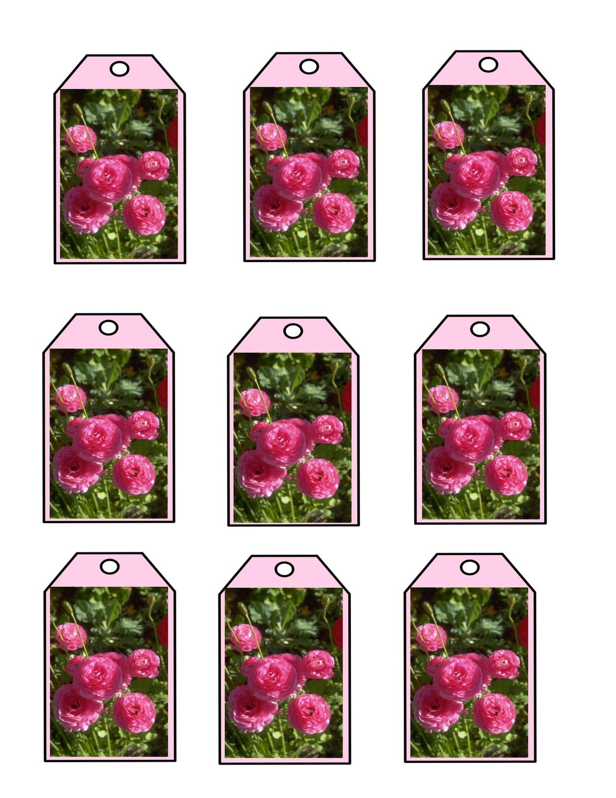 Pink Rose Tags-Digital Download-ClipArt-ArtClip-Digital Art - Card Making