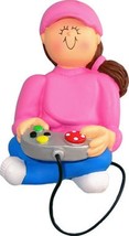 FEMALE GIRL VIDEO GAME PLAYER GAMER ORNAMENT GIFT PRESENT PERSONALIZED F... - $13.85