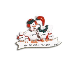 GEESE FAMILY OF 5 FIVE CHRISTMAS ORNAMENT CUTE GIFT PRESENT PERSONALIZED... - $12.82