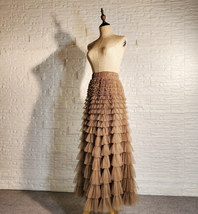 Champagne Layered Tulle Skirt Outfit Long Tiered Tulle Skirt Custom Plus Size image 9
