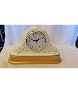 Quartz Mantel Clock, White With Embossed Flowers, Hidden Compartment 5.5... - $44.55