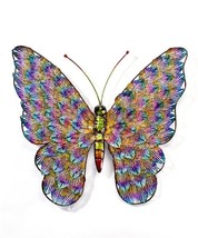Rainbow Butterfly Wall Plaque Metal 19.75" Wide Textural Detail Speckled Look - $68.30
