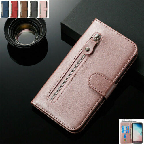 For iPhone 13 12Pro Max XR 7 8+ Magnetic Leather Zipper Wallet Flip Case Cover