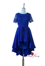 Rosyfancy Lace Short Sleeved High-low Prom Dress With Detachable Underskirt PD01 - $225.00