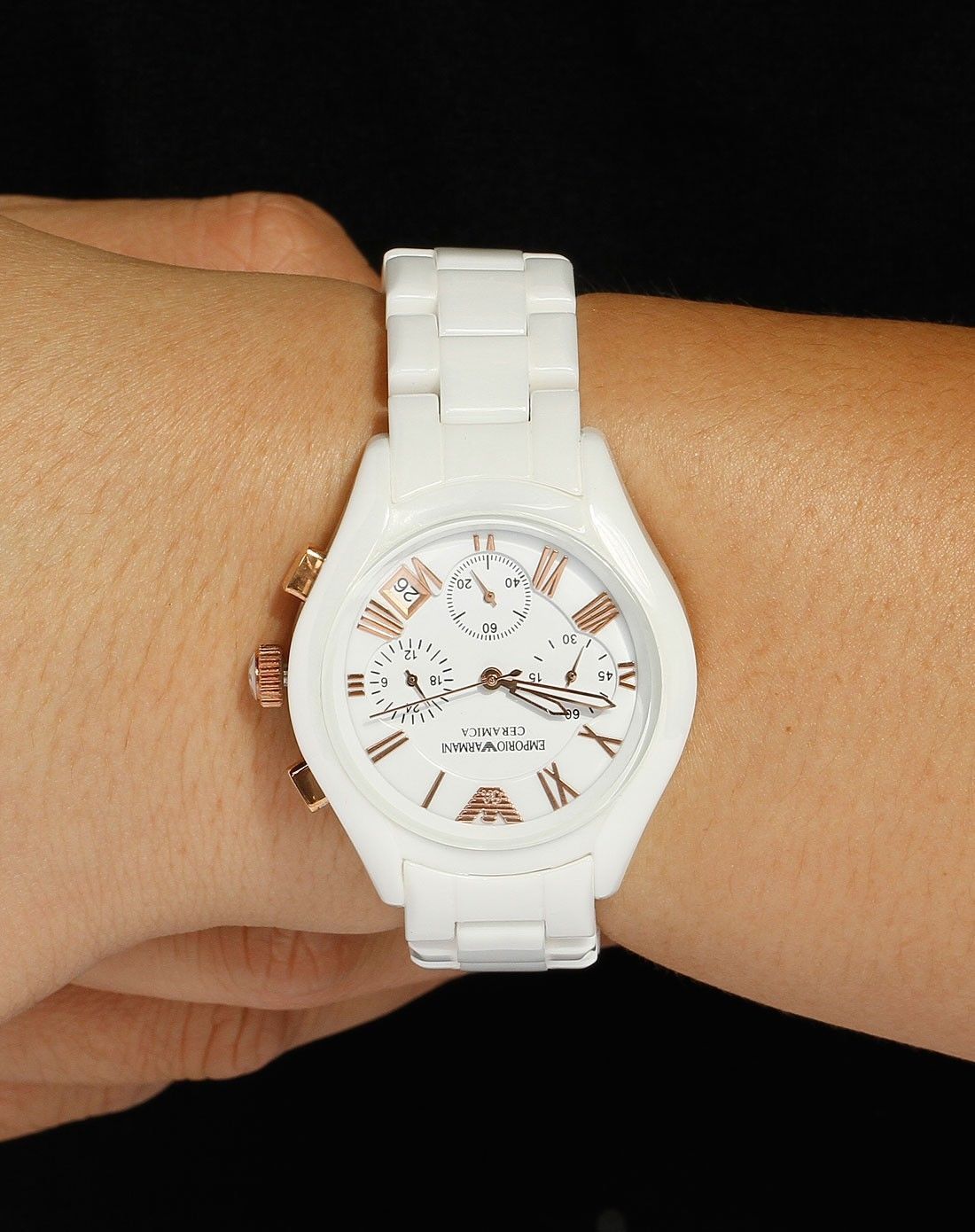 white ceramic armani watch