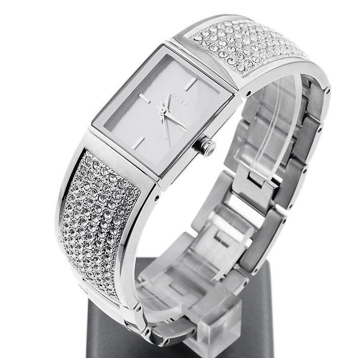 DKNY NY4733 Women Square Watch SILVER Steel Bracelet SILVER PEARL Dial