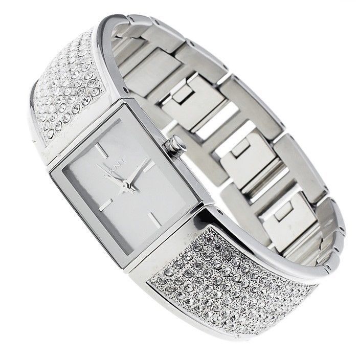 DKNY NY4733 Women Square Watch SILVER Steel Bracelet SILVER PEARL Dial