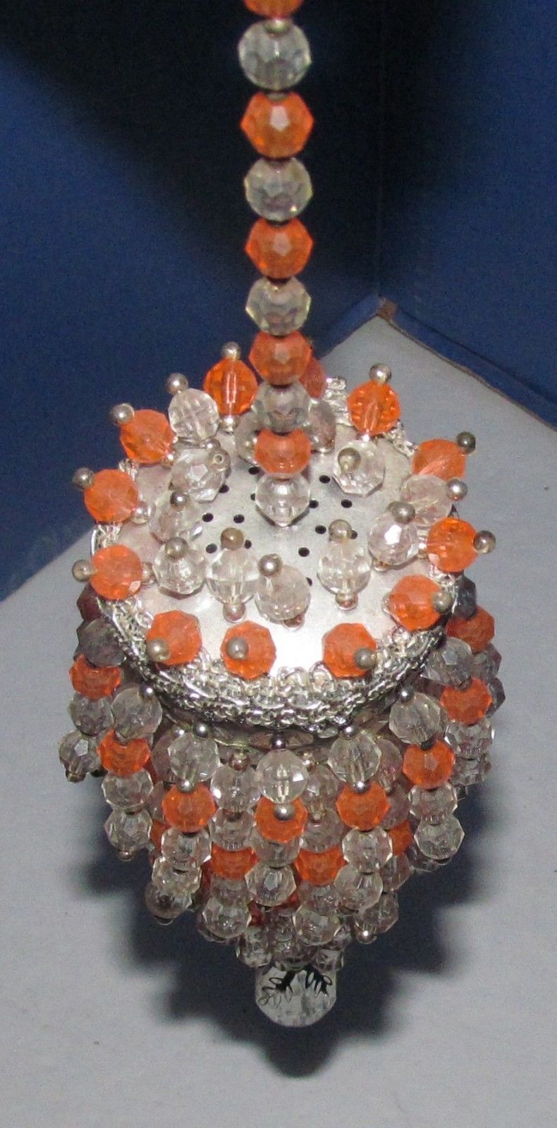 Beaded Tea Ball Strainer Orange Sherbet Chandelier Shabby Chic Ornament Other
