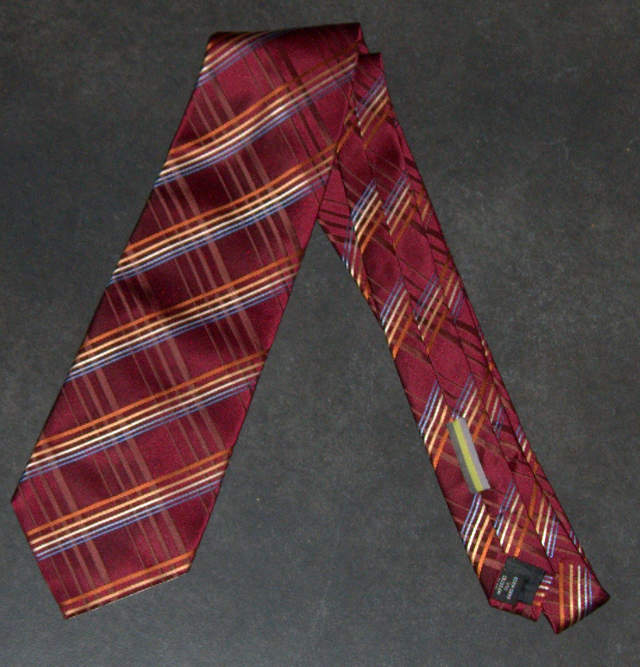 KENNETH COLE REACTION Neck Tie Burgundy Striped 100% Silk Wide Classic ...
