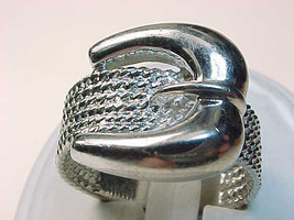 Belt Buckle Design Vintage Sterling Silver Ring   Size 7 1/2   Unusual - £53.53 GBP