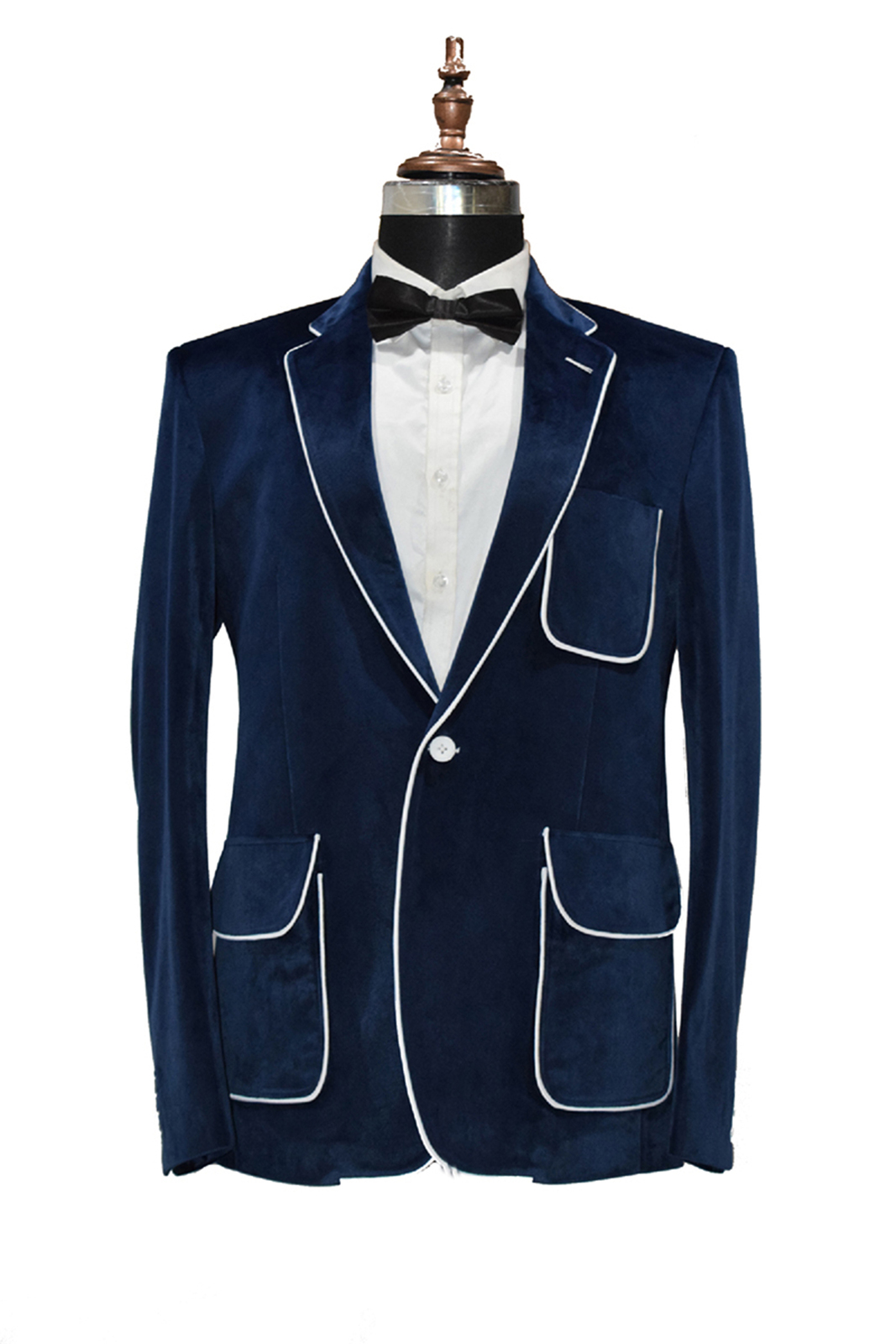 Men Navy Blue Smoking Jackets Designer Elegant Dinner Party Wear Blazer ...