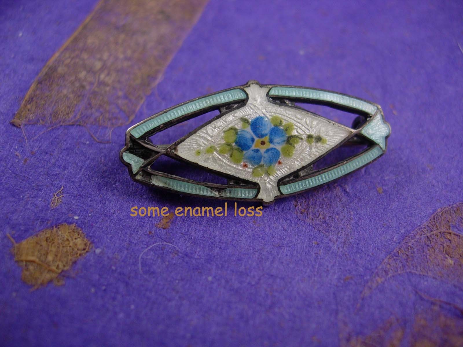 Antique Brooch Guilloche Enamel Flower Sterling Silver Floral Women's ...