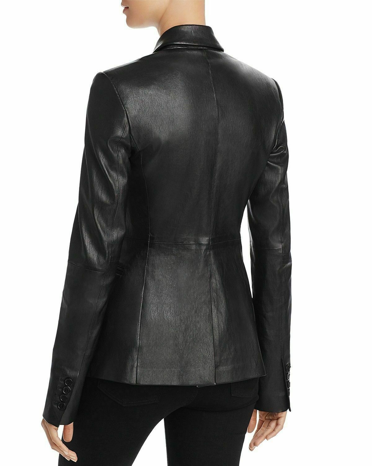 Womens Black Leather Blazer Genuine Lambskin Size XS S M L XL XXL ...