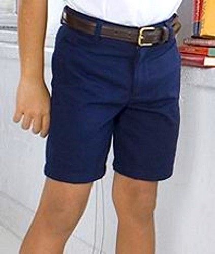 French Toast Big Girls Flat Front Twill Bermuda Shorts navy 7