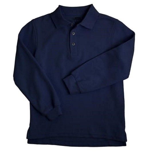 Navy Blue Long Sleeve Polo Shirt 20 Unisex French Toast School Uniforms ...