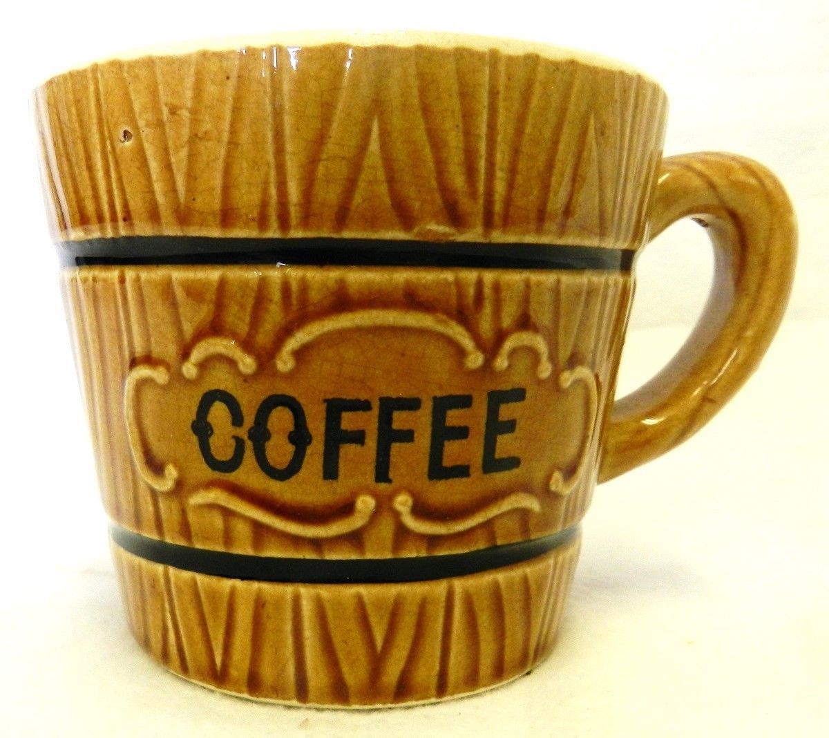 Royal Sealy Wood Grain Barrel Mug Japan Wooden Coffee Cup Vintage