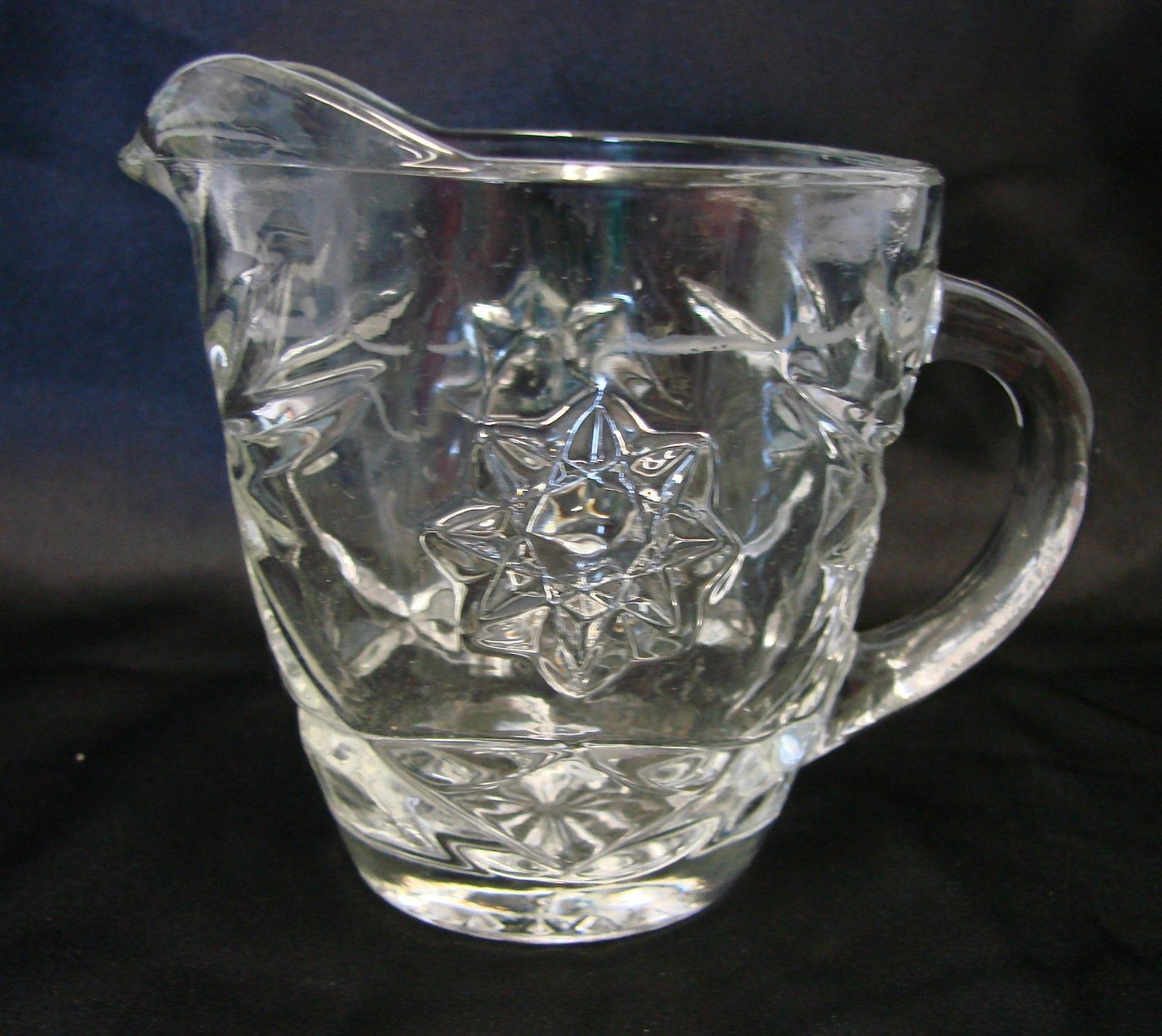 Vintage Early American Prescut Eapc Glass Star Of David Creamer Pitcher 