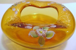 Hand Painted Elegant Amber Bowl - $10.00